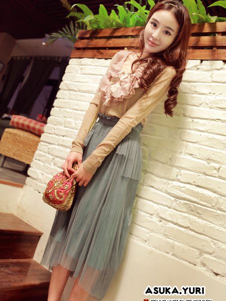 2012 New Fashion Women Gauze Long Skirt
