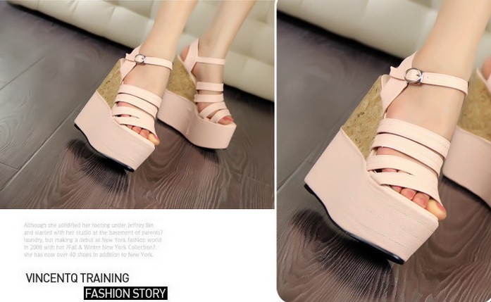 New Sexy Strappy Wedge Sandal Shoes Pink 6923