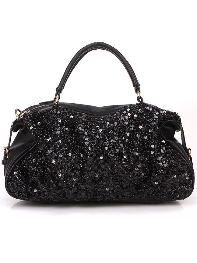 2012 New Elegance Sequin Design Women's Black Handbag