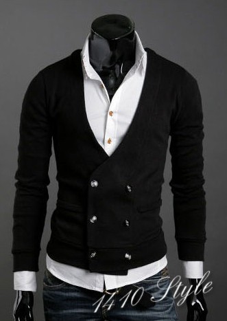 Wholesale Man's Fashion Double Breasted Pure Color Cardigan