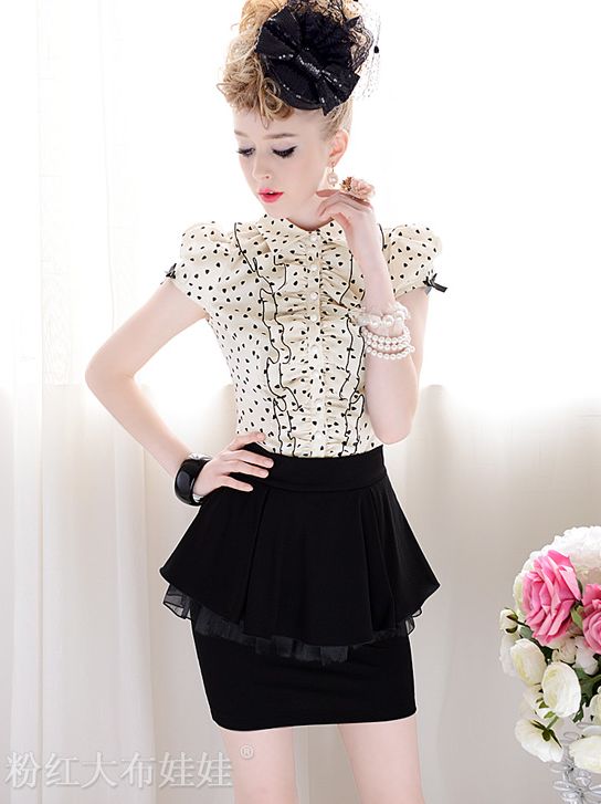 Hot Fashion Lotus Leaf Front Single Breasted OL Blouse
