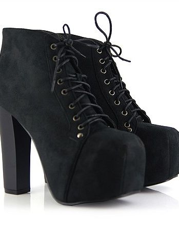 Classics New Fashion Suede Lace up Chunky Heel Boots