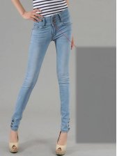 Wholesale Korea Stylish Pure Color Straight Slim Fit Denim Pants