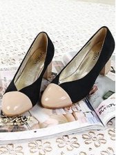 2012 Lady Fashion Color Block Chunky Heel Shoes
