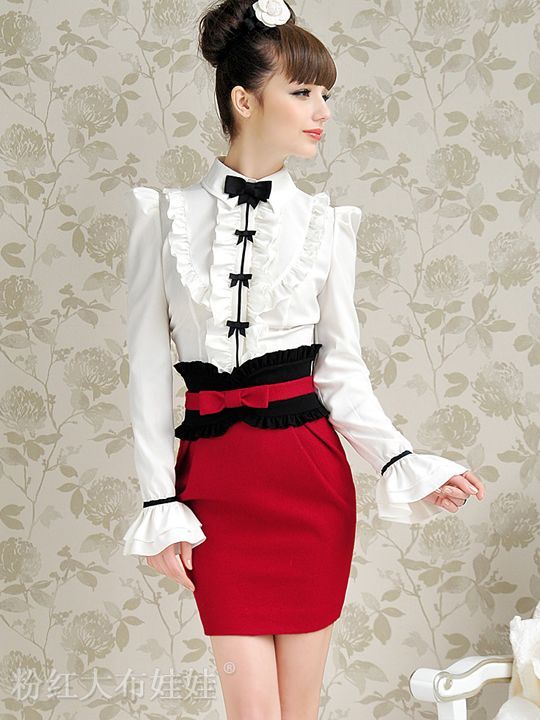 Hot Fashion Ruffle Slim Skirt With Bowknot