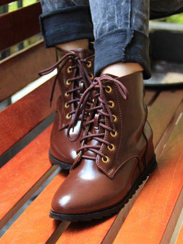 New British Women Lace-up Short Boots