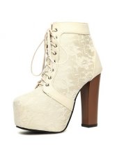 Vogued Women Square Toe Lace up Chunky Heel Short Boots