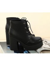 Korean Fashion Pure Color Straps Chunky Heel Boots
