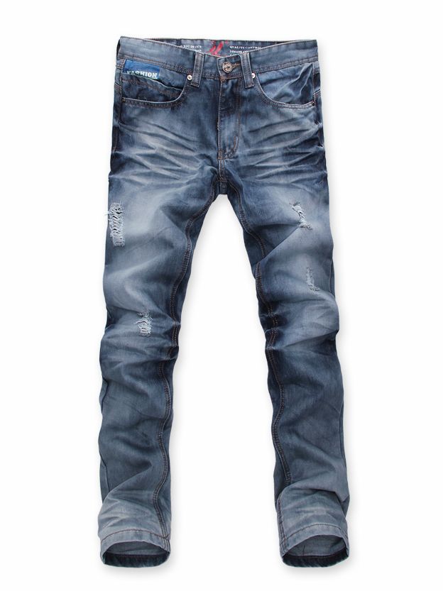 Stylish Men Worn out Straight Leg Casual Jeans