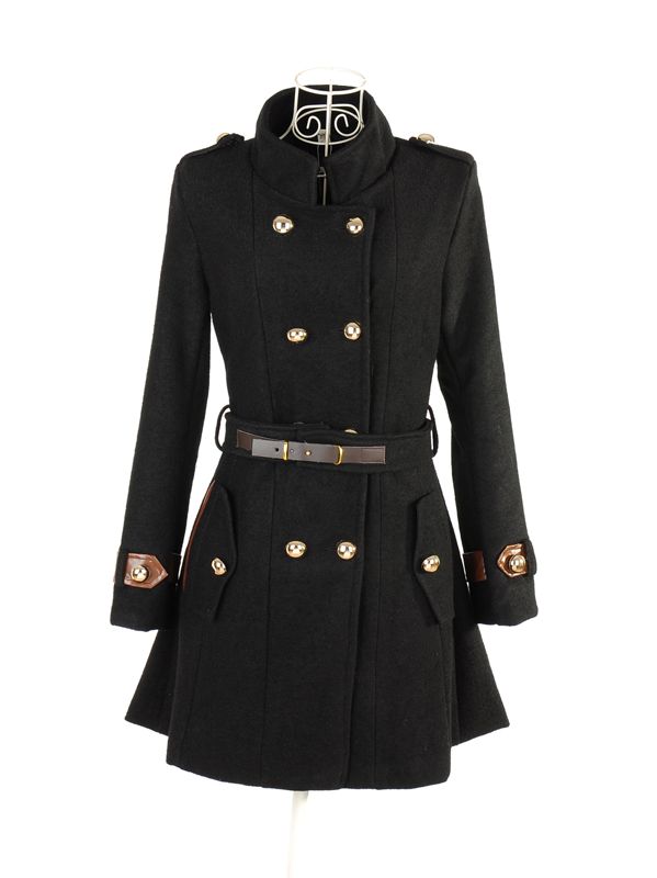 Fashion Women Double-breasted Stand Collar Coat
