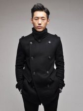 Cool Fashion Double-breasted Stand Collar Slim Coat