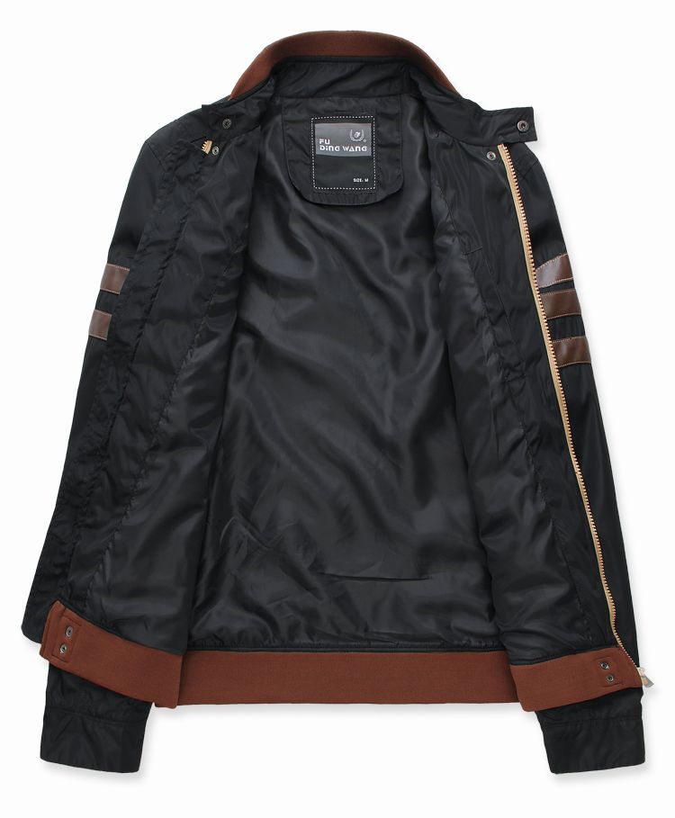 Modern Style PU Patch Zipper Pockets Slim Casual Jacket