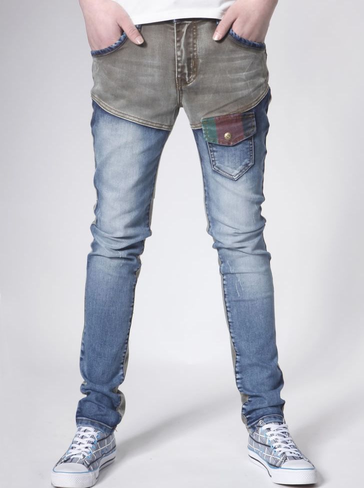 color block skinny jeans