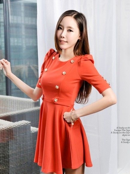 korean orange dress
