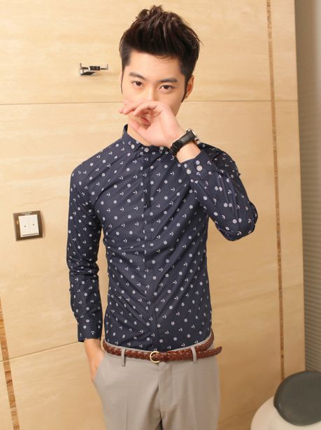 anchor print shirt mens