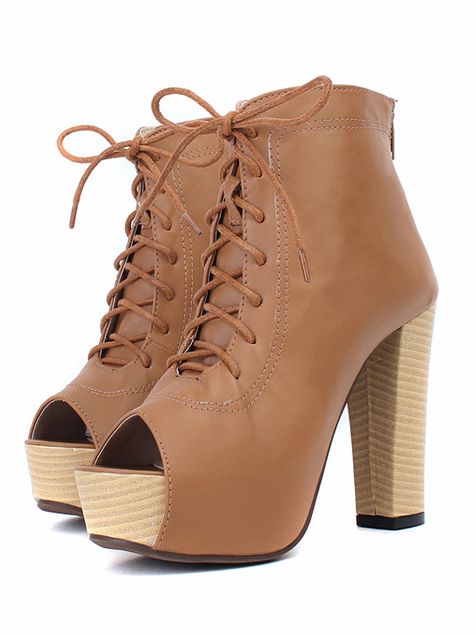 New Pretty Lace up Back Zipper Ankle Boots