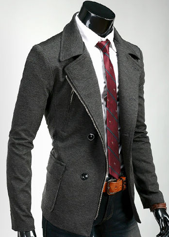 Fashion Man Side Pocket Long Sleeve Zipper Suit