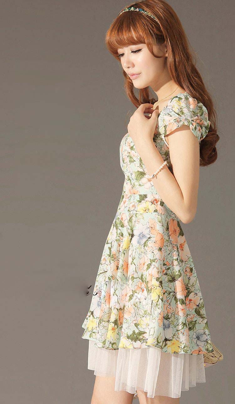 Rural Fashion Square-cut Collar Floral Dress
