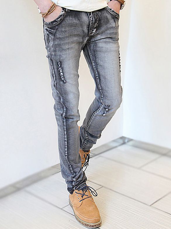Modern Men Worn out Footless Denim Jeans