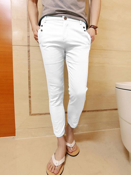 mens white cropped jeans