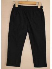 Summer Fashion Solid Color Three Quarter Black Pants