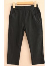 Summer Fashion Solid Color Three Quarter Black Pants