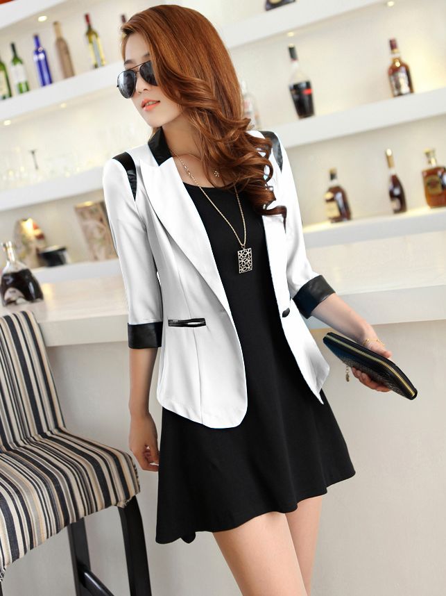 Chic Style Trim Collar One-button Thin Suit Coat
