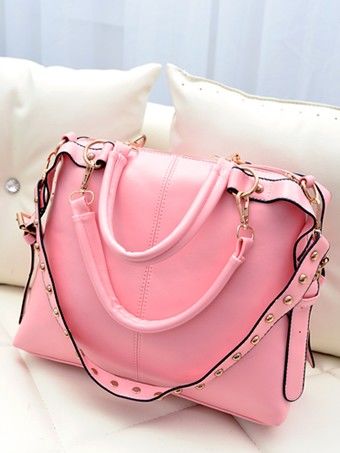 Sweet Girls Pure Color Rivets One Shoulder Bag