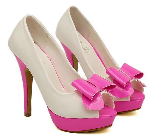 Korean Style This Heel Rubber Sole Bowknot Pumps