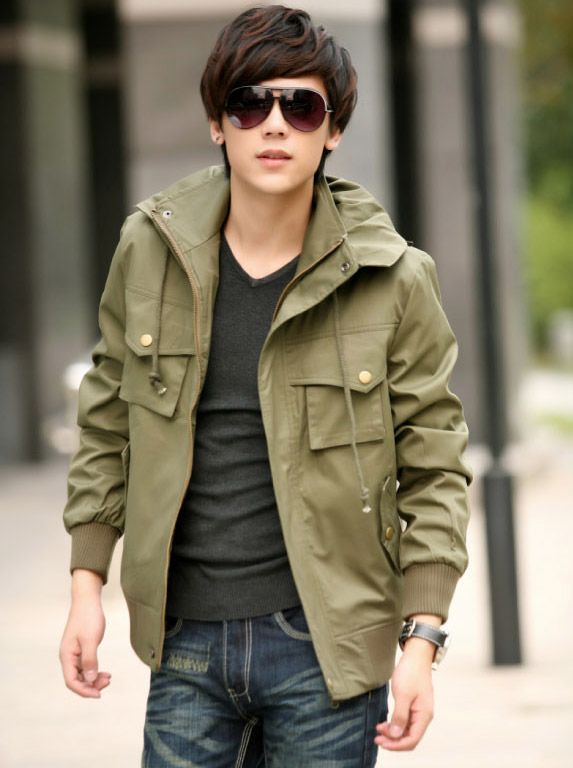Korean Fashion Men Zip up Casual Jacket Coat