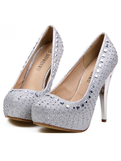 New Arrival Korean Style Diamonds Thin Heel Pumps