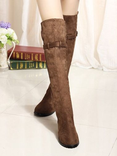 Fashion Style Round Toe Rubber Sole Knee-High Boots