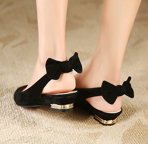 Pointed Toe Hollow Out Back Bowknot Flats