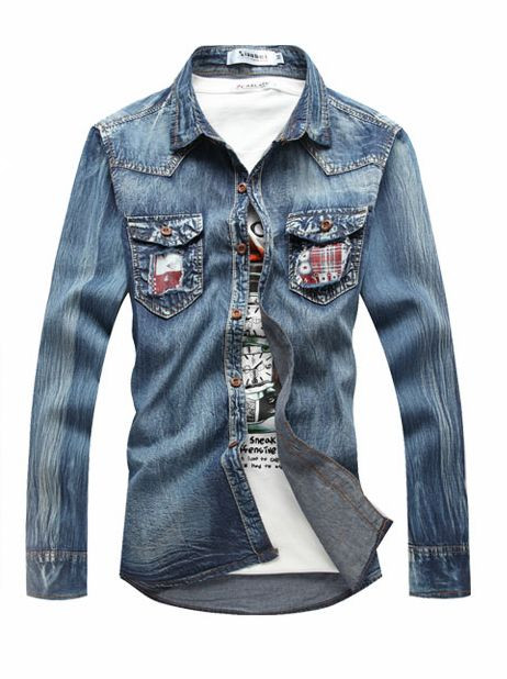 denim shirt with patches
