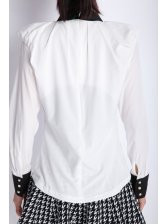 Women Vintage Bow Tie Puff Long Sleeve Blouse