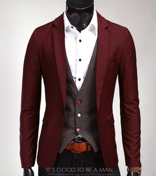 New Style Long Sleeve Stand Collar Slim Fitted Suits
