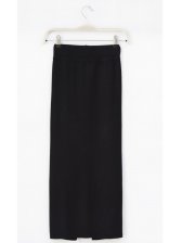 Graceful Look High Waisted Wrap Solid Color Long Slit Skirt Black
