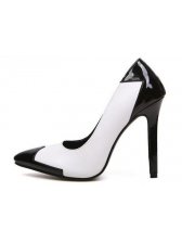 European Style Black White Patchwork Pointed Toe High Heel Pumps