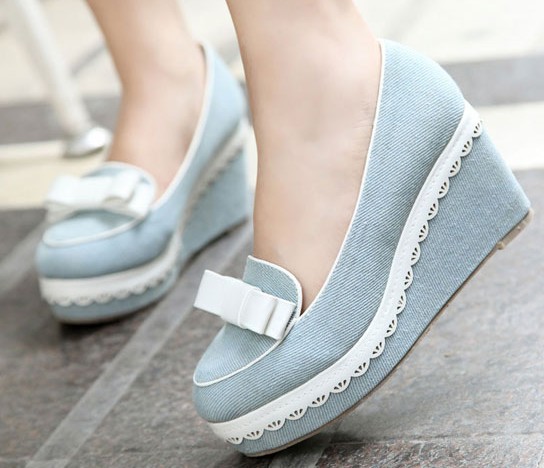 2014 Comfortable Spring Stylish Round Toe Bowknot Matching Color Chunky ...
