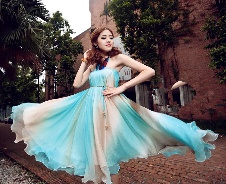 Fashion Korea Vintaged Junoesque Ball Gown Ruffles Pleated Color Block ...