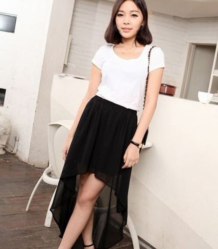Solid Color Fresh Style Chiffon Cocktail Skirts Summer Women Fashion ...