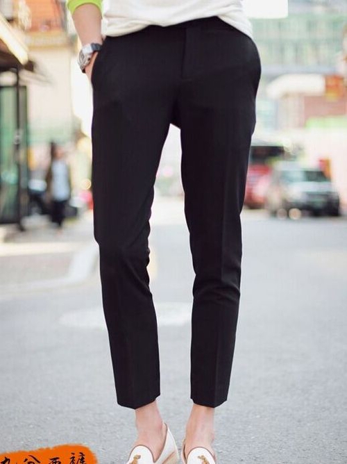 Wholesale Exquisite Korea Style Mid Waist Long Pockets Straight Skinny ...