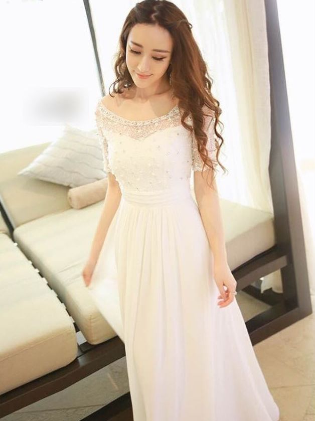 white net long dress