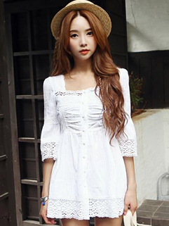 Korea 2014 New Arrival Princess Style Dress Sweet Elegant White Square ...