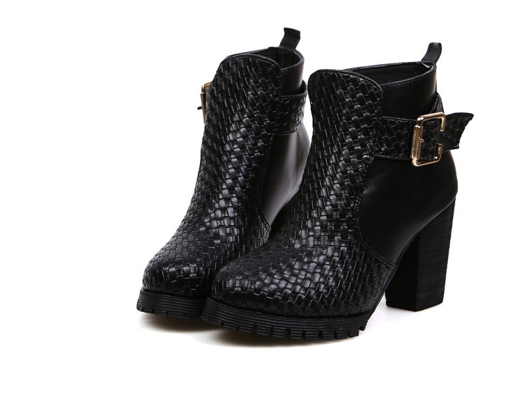 2014 Autumn Winter Latest Short Boot Simple Charming Buckle-loop Chunky ...