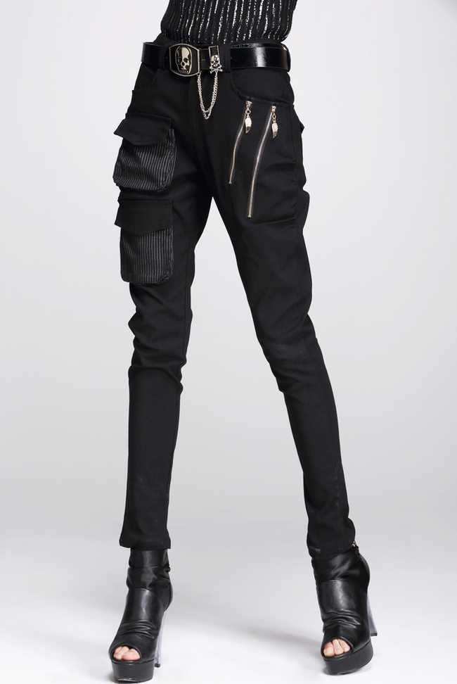 Super Cool Style 2014 Long Pants Striped Button Zipper Skinny Trousers ...