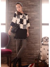 2014 Europe New Coming Sweater Fashion Loose Fitted Plaid Round Neck