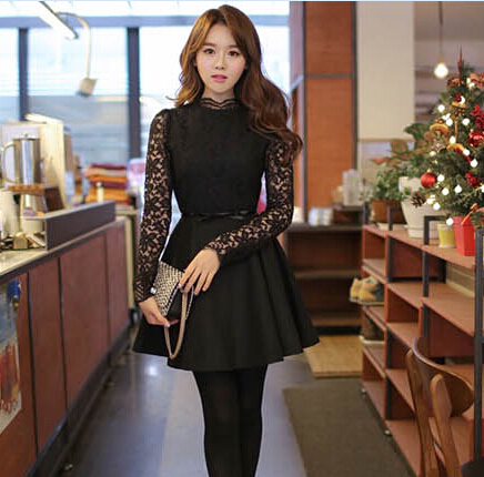 Korean Fashion Item Pullover See through Dress A Line With Belt ...
