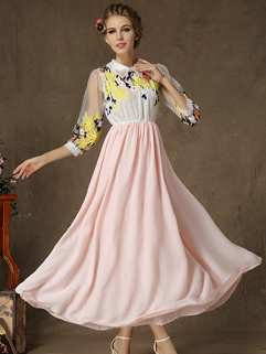 2014 Hot Beach Style Dress Long Sleeve Organza Matching Lapel Dress ...