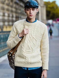 beige sweater outfit men